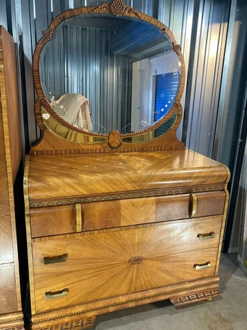 Three piece antique/vintage waterfall bedroom furniture set family heirloom Cover