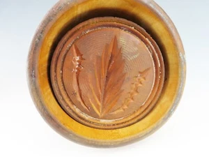 Wood Butter Mold Primitive Farmhouse Fern Carving - Picture 1 of 5