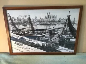 International Artist G Molina Pen & Wash Framed - Foto 1 di 2