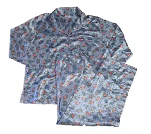 Mary Engelbreit Satin Pajamas Womens Top Pants Blue Floral Dream Wear L - Picture 1 of 7