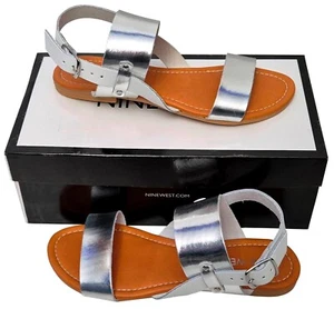Impresionantes sandalias NINE WEST Sage blancas plateadas planas gruesas con tiras precio de venta sugerido por el fabricante 59 GBP - Imagen 1 de 9