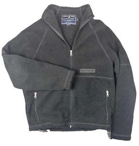 Giacca pile vintage Polo Sport Ralph Lauren media nera full zip made in USA - Foto 1 di 8