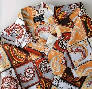 Camisa De Colección Años 70 JC PENNEY Para Hombre XL Paisley AOP Hawaiana Cuello Daga Retro Discoteca - Imagen 1 de 11