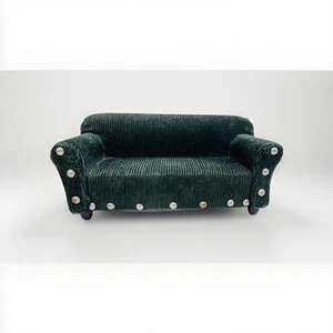 Sofá verde vintage para casa de muñecas muebles de muñeca sofá tela pana como 7 pulgadas - Imagen 1 de 11