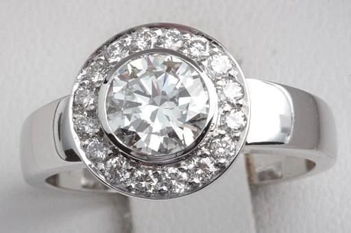 Diamond Solitaire Ring 1,11ct with Diamonds Dpl Expertise 750 Wg 18K - Imagem 1 de 1