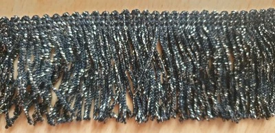 * Lampenschirm Krempe / Fransenborte / Schwarz-Gold glitzernd / ca. 5 cm x 1 m * - Bild 1 von 4