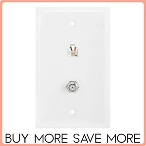 F-Type + RJ11 Wall Plate Modular Phone Wallplate Satellite Coaxial Faceplate - Afbeelding 1 van 1