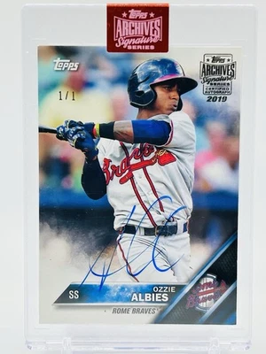 2019 Topps Archives - Ozzie Albies 1/1 Autograph 2016 Rome Braves - Image 1 of 2