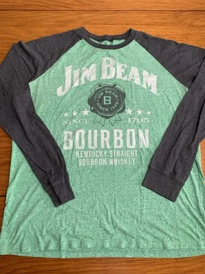 Camisa Jim Beam Adulto Grande Verde Gris Raglán Hombres Logo L/S Gráfico Camiseta Foto 1 de 4