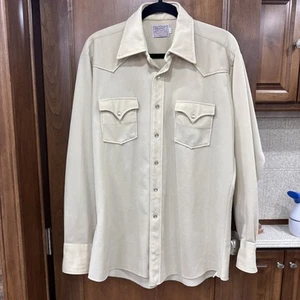 H Bar C Ranchwear Ribbed Tan Pearl Snap Shirt 70’s  - Picture 1 of 9