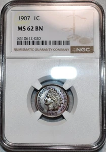 NGC MS-62 BN 1907/9 w/ Die Rust Snow-32 Indian Head Cent, Very Scarce Variety! - Picture 1 of 5