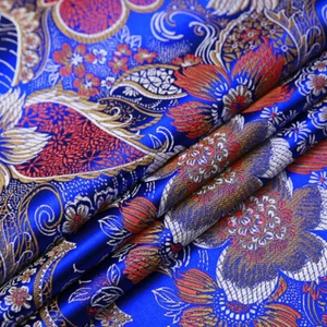 100*75cm Chinese Brocade Fabric Damask Faux Silk Jacquard Cloths Floral Material - Picture 1 of 19