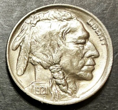 1921-P Buffalo Nickel 5c STUNNING UNCIRCULATED FS-401 RARE TWO 2 FEATHER f775 - Image 1 of 2