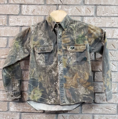 Mossy Oak Camouflage Twill Button Shirt Youth Size Medium Hunting Deer Turkey - Image 1 of 4