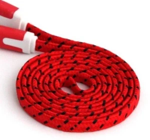 Flat Braided Noodle Fabric Micro USB Charger Cable for iphone 8 7 6 4 5s 5c plus - Picture 1 of 22