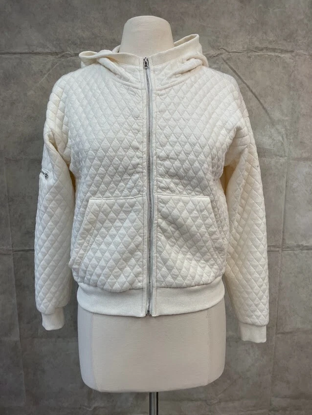 Kendall + Kylie Women's Quilted Jacket Hooded White Full Zip Size S - Image 1 of 4