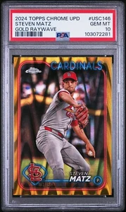 Steven Matz 2024 Topps Chrome Update #USC146 Gold RayWave 1/50 PSA 10 Pop 1 Gem - Picture 1 of 2