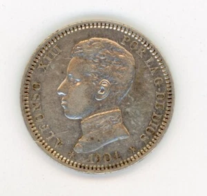 España España 1 PESETA 1904 *04 KM 721 UNC Moneda VF+ - Imagen 1 de 3