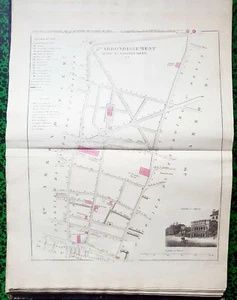 Paris X ème Ancien III è- Quartier Fbg Poissonnière Rare Plan Décoré 37x29 1836  - Foto 1 di 3