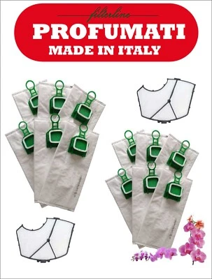 12 SACCHETTI FOLLETTO VK140 VK 150 PROFUMATI E 2 FILTRO MOTORE PER VORWERK