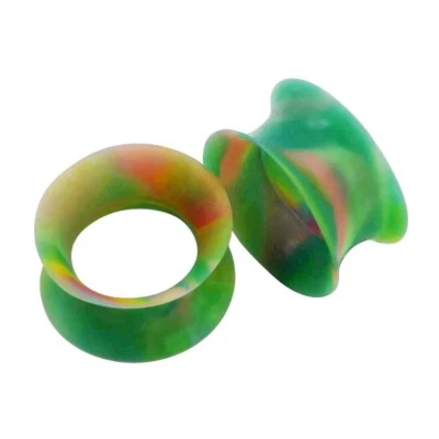 Túneles de carne de silicona 2 piezas piel de oreja doble acampanado medidores de oreja tapones suaves para los oídos Foto 1 de 4