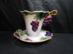 Juego de tazas y platillos de uva de porcelana Franz - numerados 00179 - Imagen 1 de 10