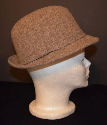 复古男式 STETSON 羊毛粗花呢 Fedora 帽子尺寸 6 7/8 Tom Landry 100% 羊毛 — 第 1/4 张图片