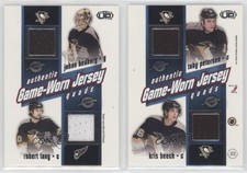 2002-03 Pacific Heads Up Game-Worn Jersey Quads Johan Hedberg Robert Lang #22