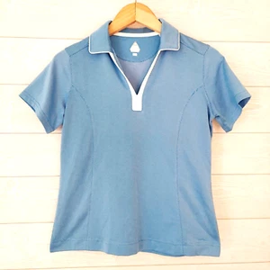 Polo donna Bolle Tech media golf tennis blu scollo a V - Foto 1 di 7