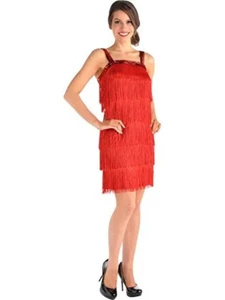 Red Tiered Flapper Dress Women's Costume One Size - Picture 1 of 1