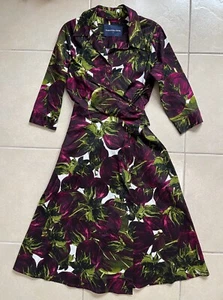 Samantha Sung Women’s 3/4 Sleeve Fruit Print Wrap Midi Shirtdress Purple/Green,4 - Picture 1 of 15