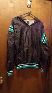 Vintage Russell Track Jacket Nylon Medium Black Lined 1/2 Zip - Picture 1 of 5