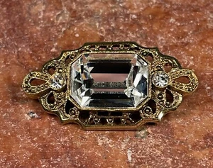 Vintage Fashion/Cocktail .75” x 1.5” Aurora Borealis Brooch/Pin EPOC - Picture 1 of 11