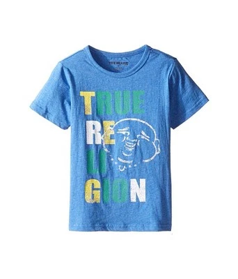 TRUE RELIGION BOYS/KIDS/YOUTH BUDDHA POP PRINT BLUE T-SHIRT - SIZE 7 - NEW/TAGS - Image 1 of 4
