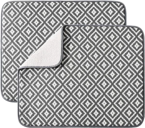 Dish Drying Mat for Kitchen 2 Pack, Ultra Absorbent Microfiber Dishes Drainer Ma - Picture 1 of 12