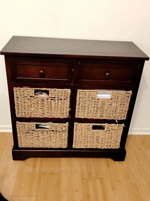 Wooden Dresser With 2 Drawers+4 Cubes ,  28x28x12", Pickup Only - Image 1 of 4