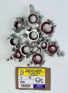 (10) Arlington Industries 455- 2” Insulated Metal Grounding Bushing, Lay-In Lug - Picture 1 of 2