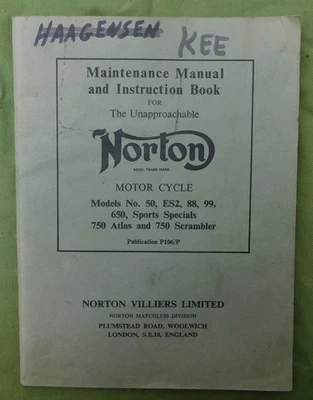 MANUAL/LIBRO MOTO NORTON ATLAS 650 SS 99 88 ES2 50 750 PLATAFORMA DE PLUMAS SCRAMBLER Foto 1 de 4