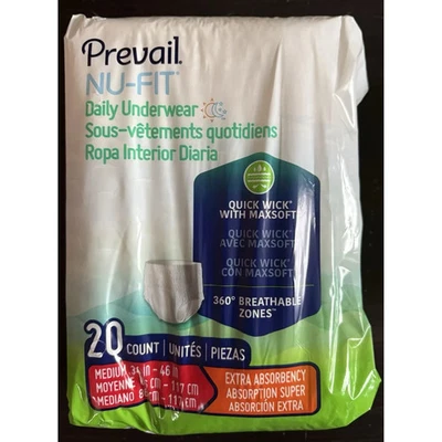 Ropa interior diaria Prevail Nu-Fit absorción media/extra, paquete de 1 | 20 unidades Foto 1 de 2