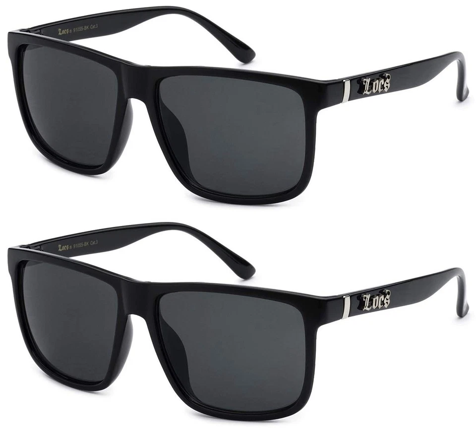 2 Pack 91055 Black Sunglasses Gangster Oversized Eyewear Flat Top Shades - Image 1 of 1
