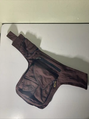 Riñonera hecha a mano HIMALAYA NEGRA/MARRÓN BORDADA BOHO HIPPIE NEPAL Foto 1 de 4