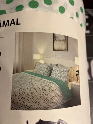 IKEA BJÖRKGRÅMAL Comforter Set Full Queen green white dotted 406.023.15 - Image 1 of 3