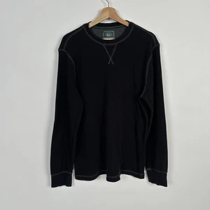 G.H. Bass & Co. Men’s Henley Thermal Top sz M Black Long Sleeve Casual Pullover - Picture 1 of 8