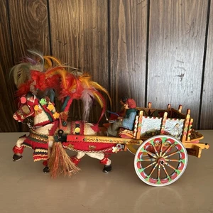 Antiker sizilianischer Wagen Carretto Siciliano 13x8x6 Holz Pappmaché Feder - Bild 1 von 13