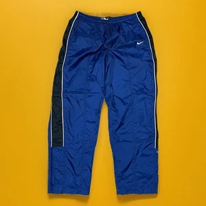 VINTAGE Nike Track Pants Nylon Blue Windbreaker Y2K Zippers Men’s Size XL - Picture 1 of 12