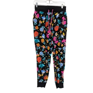 Pantalones Jogger Florales Princesa Disney Negros Multicolor Talla S/M Alicia en el País de las Maravillas - Imagen 1 de 7