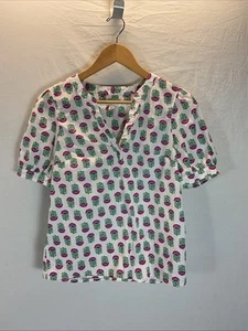 J. Crew Shirt Womens Puff Sleeve Cotton Poplin popover Top white pink floral XS - Picture 1 of 8