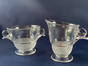 Duncan & Miller Glass Co, clear glass creamer & sugar bowl TEAR DROP c.1930s-55 - Picture 1 of 6