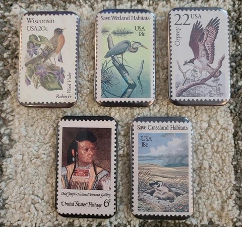 Lot of FIVE USPS Postage Stamp Magnets Cover