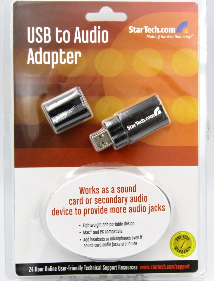 (5X) StarTech USB to Dual 3.5mm Audio Adapter, External Sound Card (ICUSBAUDIOB) - Image 1 of 4